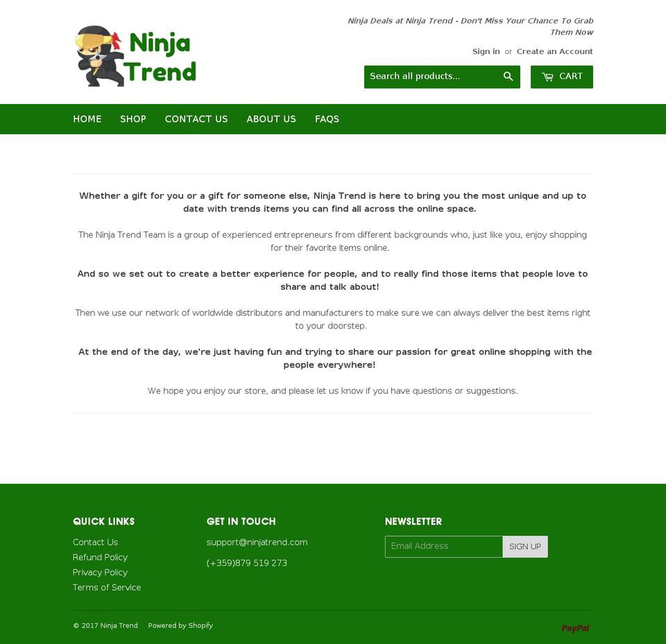 ninjatrend.com shopify website screenshot
