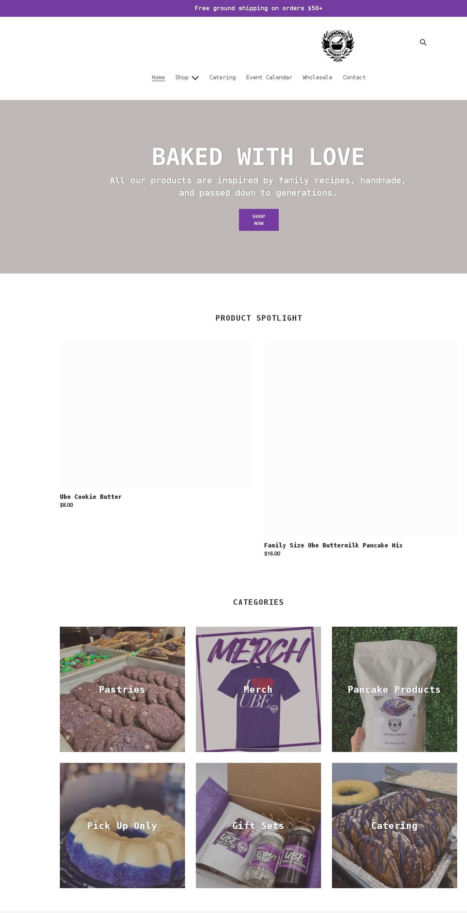 ninongsdessertlab.com shopify website screenshot