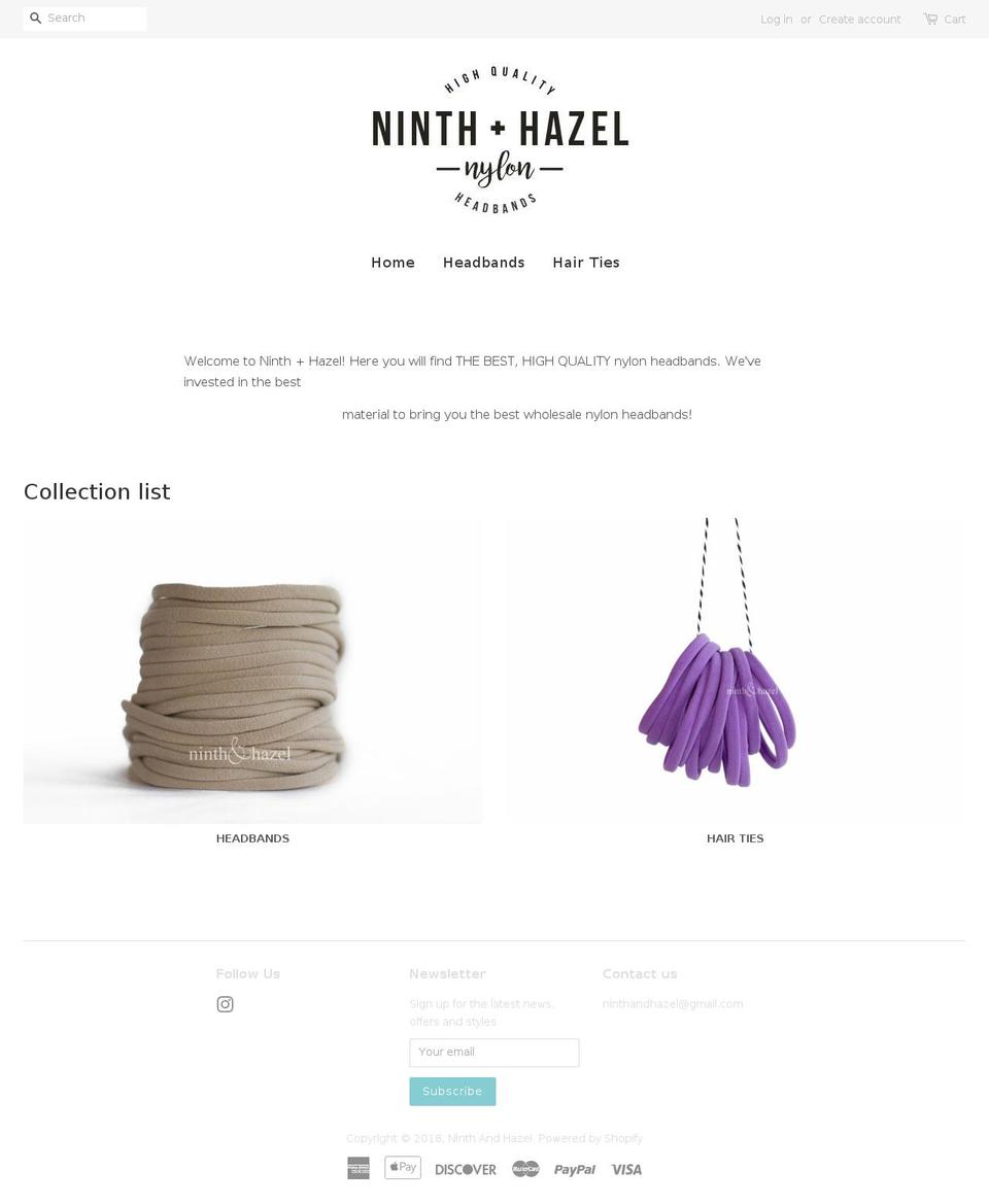 ninthandhazel.com — Shopify storefront screenshot