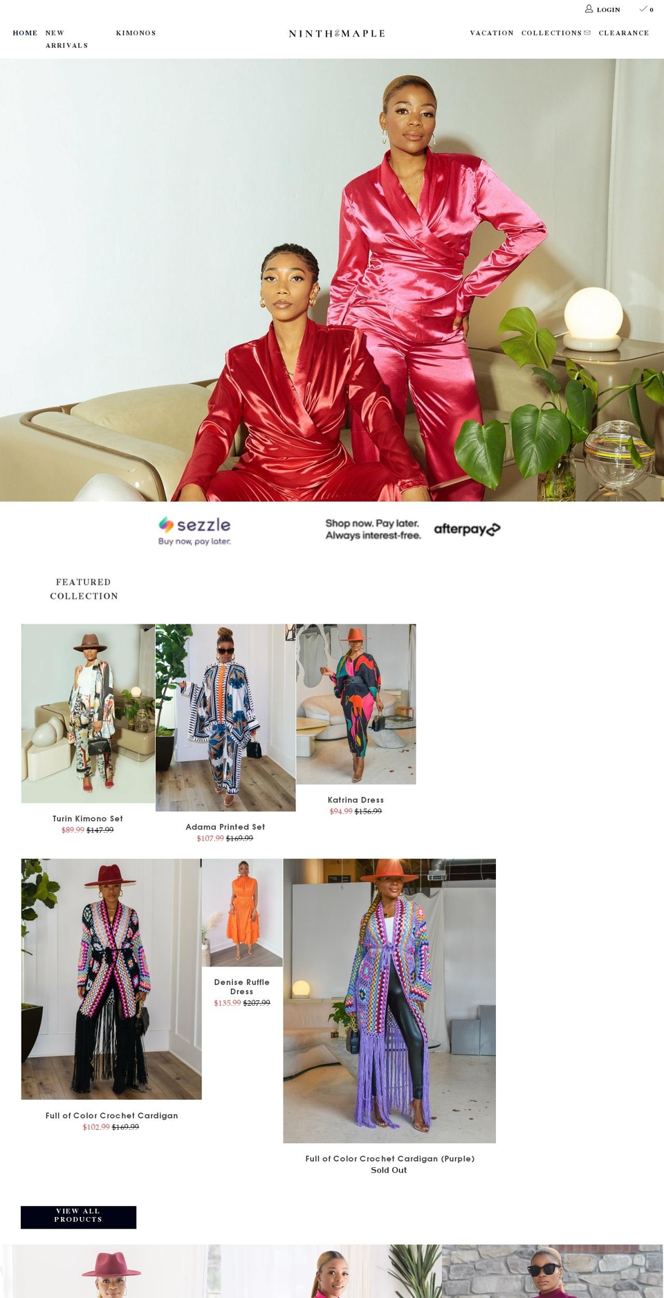 ninthandmaple.com shopify website screenshot