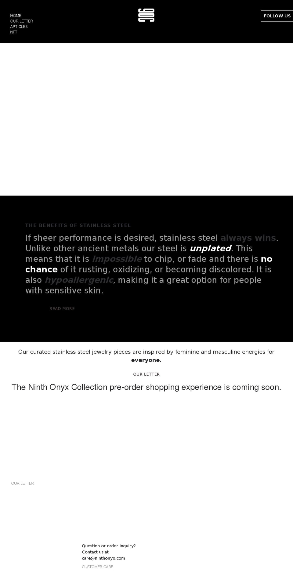 ninthonyx.com shopify website screenshot