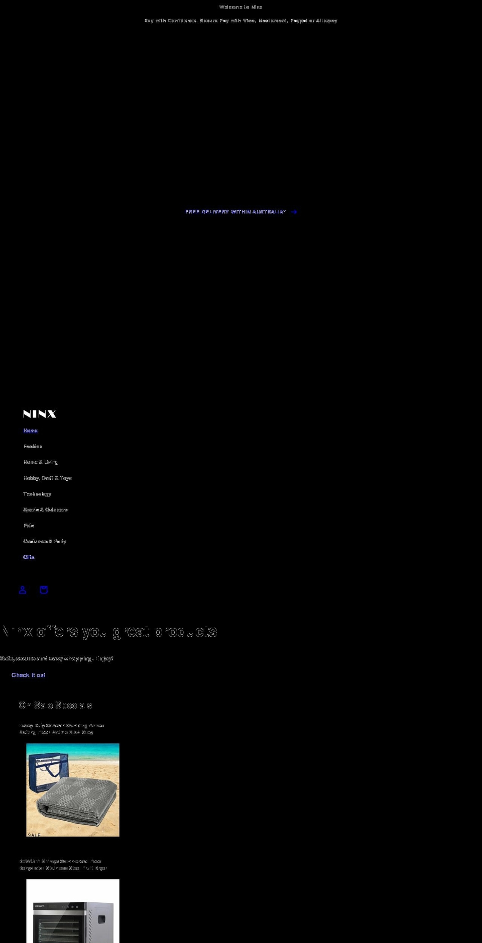 ninx-shop.com.au shopify website screenshot