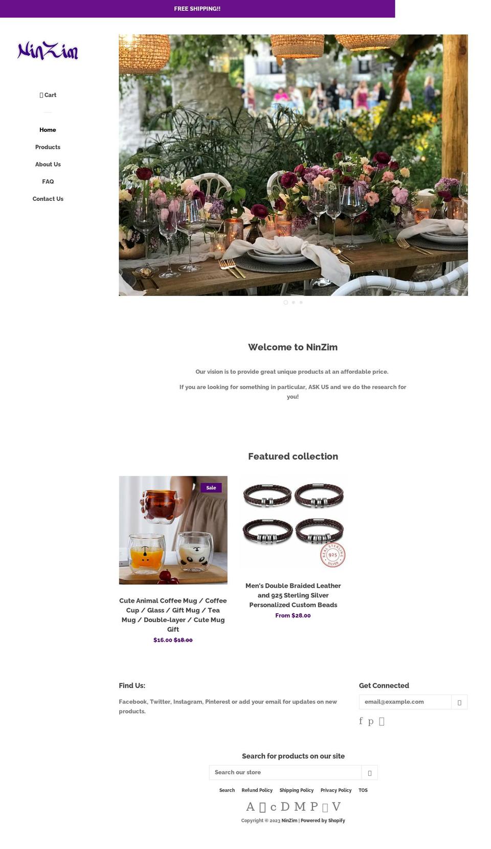 ninzim.com — Shopify storefront screenshot