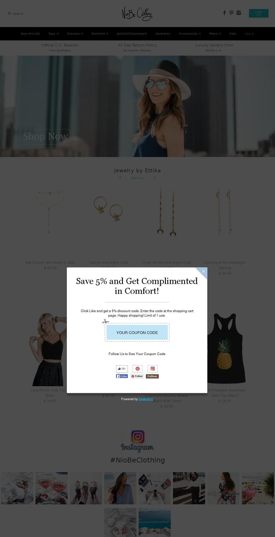 niobeclothing.com shopify website screenshot