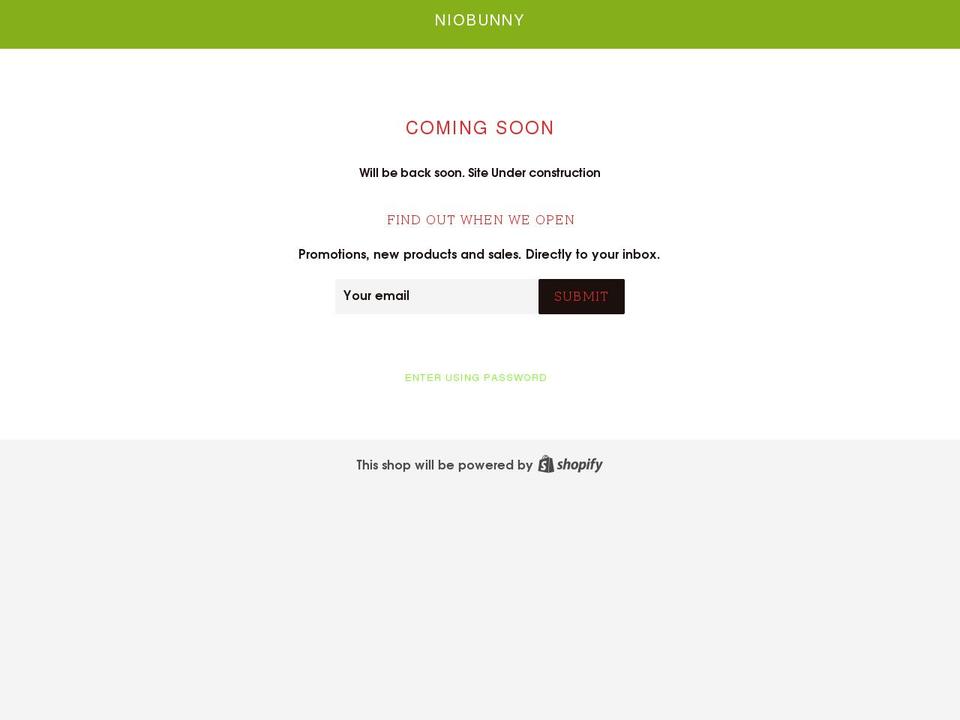 niobunny.com shopify website screenshot