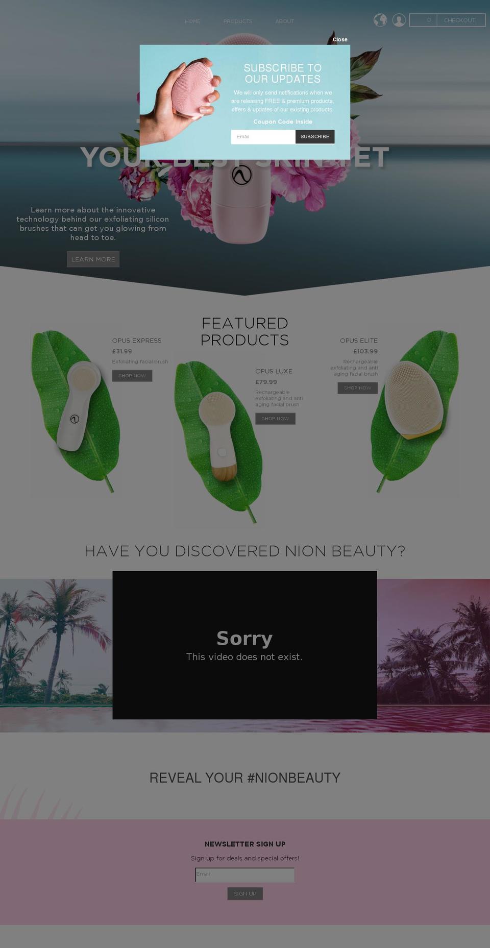 nionbeauty.co.uk shopify website screenshot