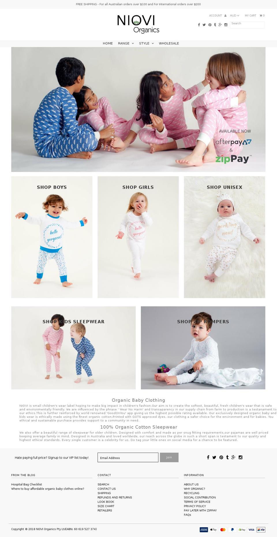 niovi.com.au shopify website screenshot