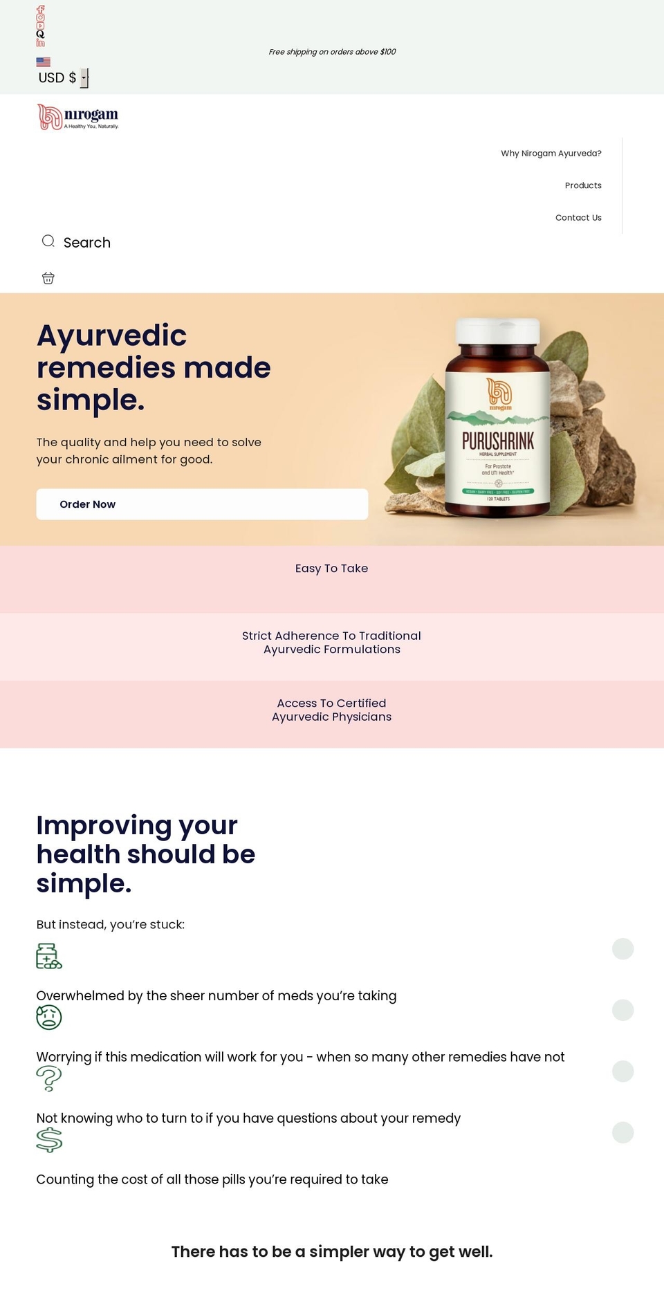 nirogamonline.com shopify website screenshot