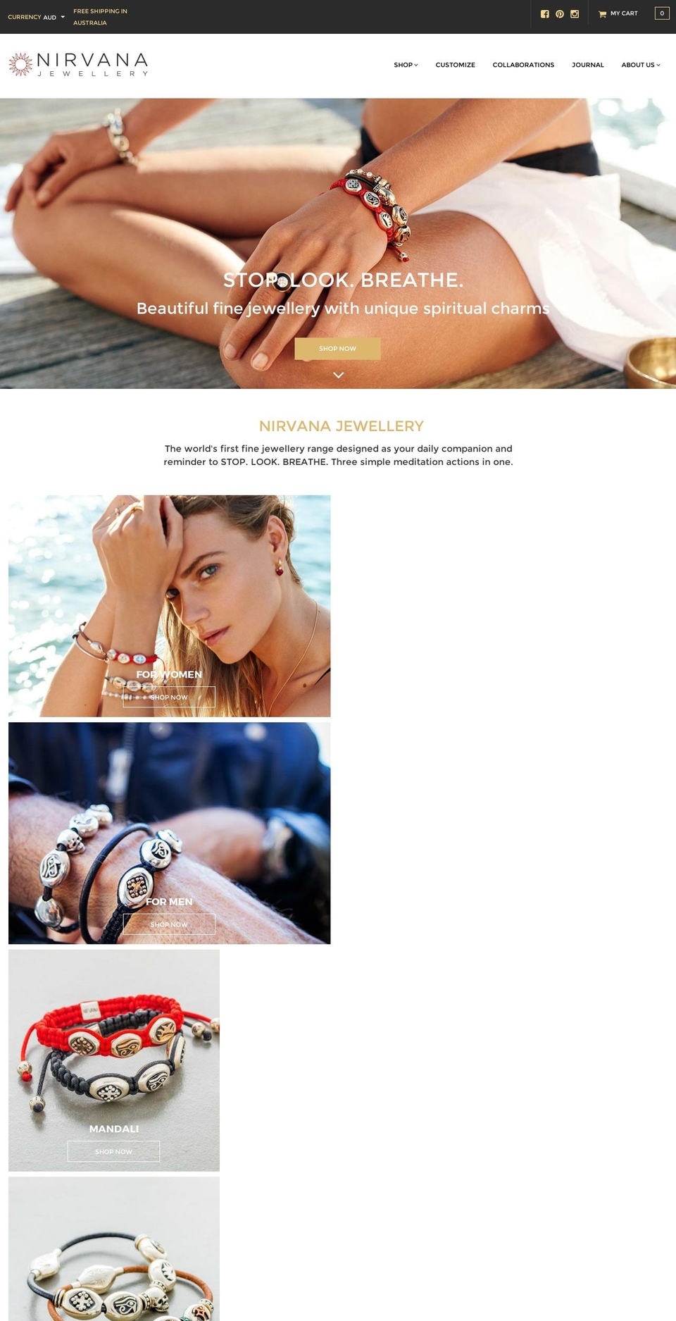 nirvanajewellery.com — Shopify storefront screenshot