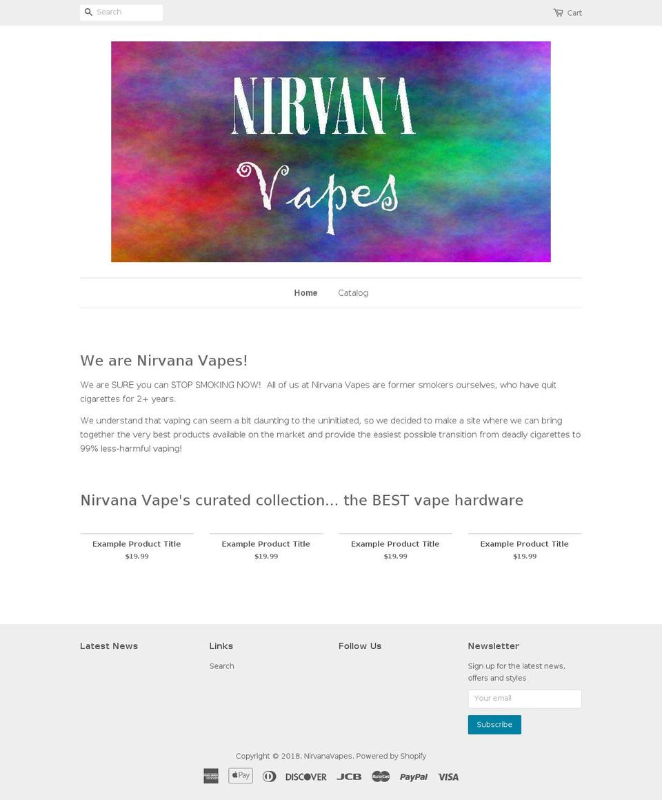 nirvanavapes.com shopify website screenshot