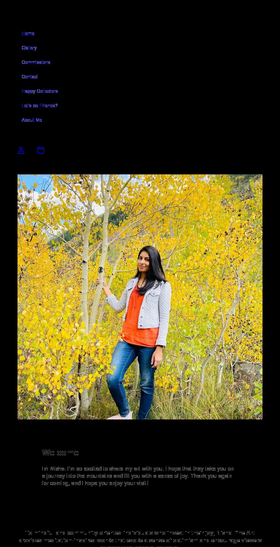 nishafineart.com shopify website screenshot