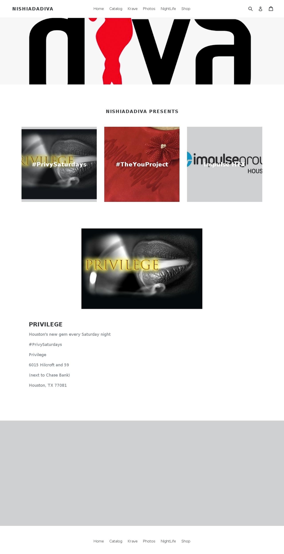 nishiadadiva.com — Shopify storefront screenshot