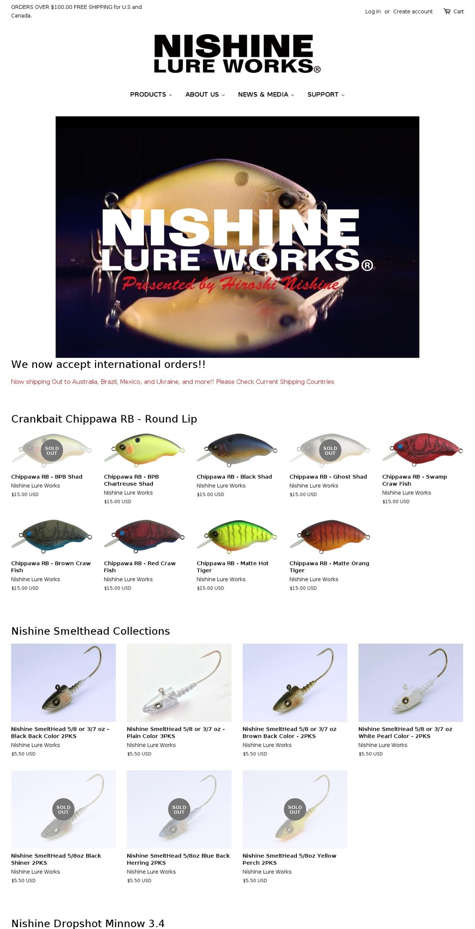 nishinelureworks.com shopify website screenshot