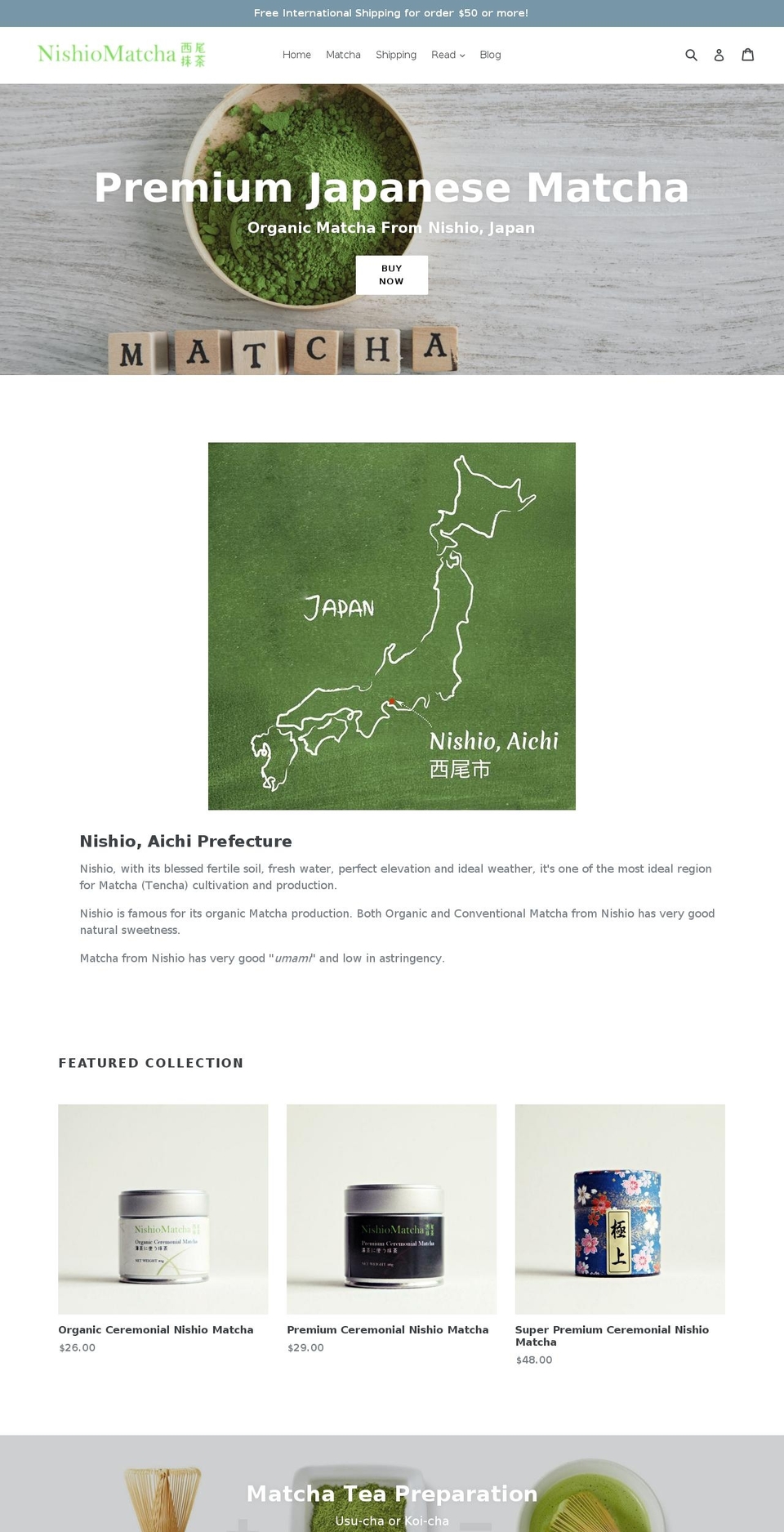 nishiomatcha.com — Shopify store on .com