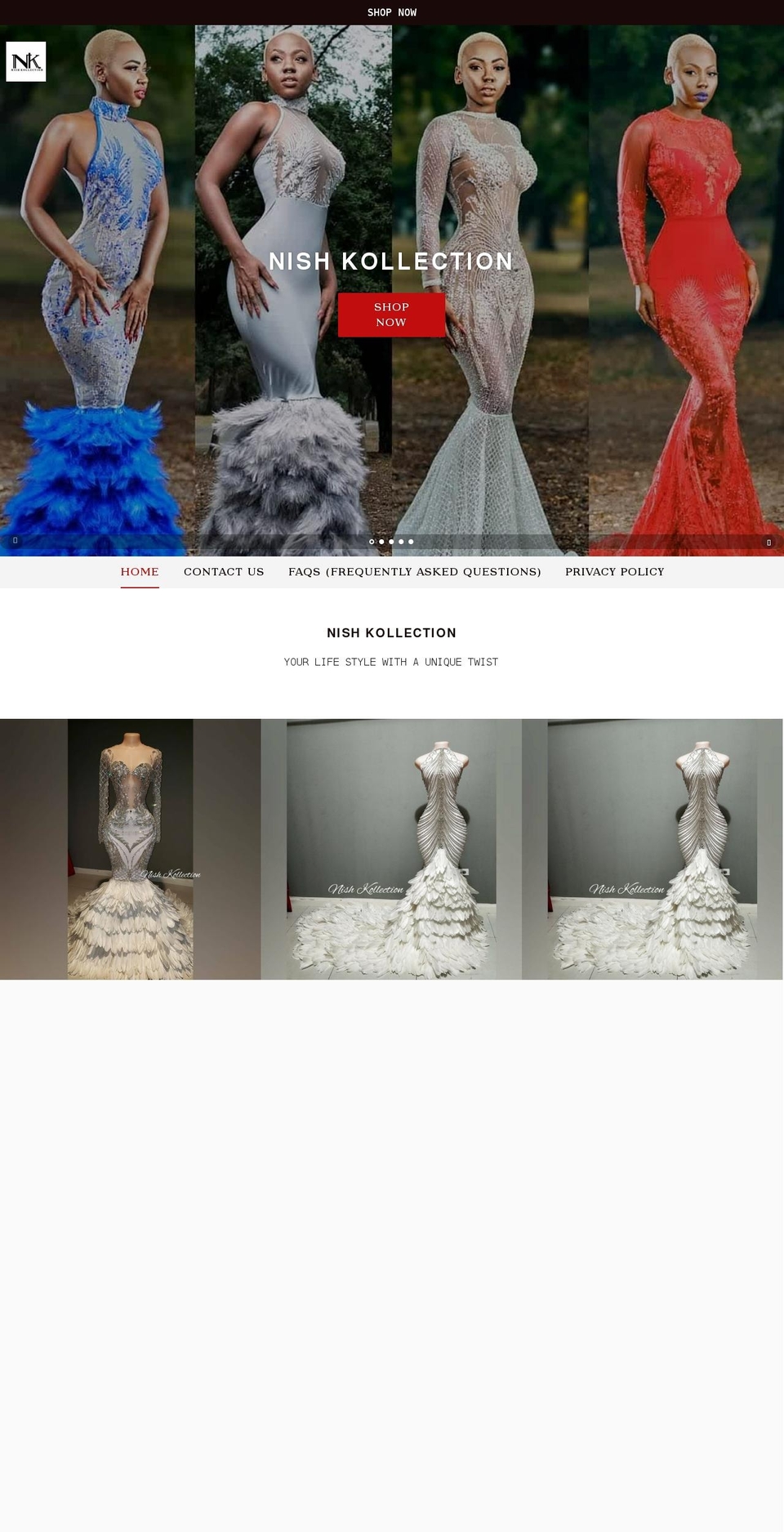 nishkollection.com shopify website screenshot
