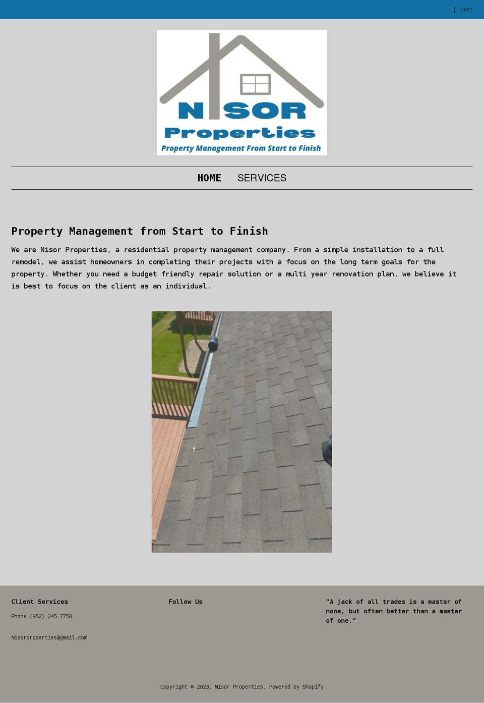 nisorproperties.com shopify website screenshot