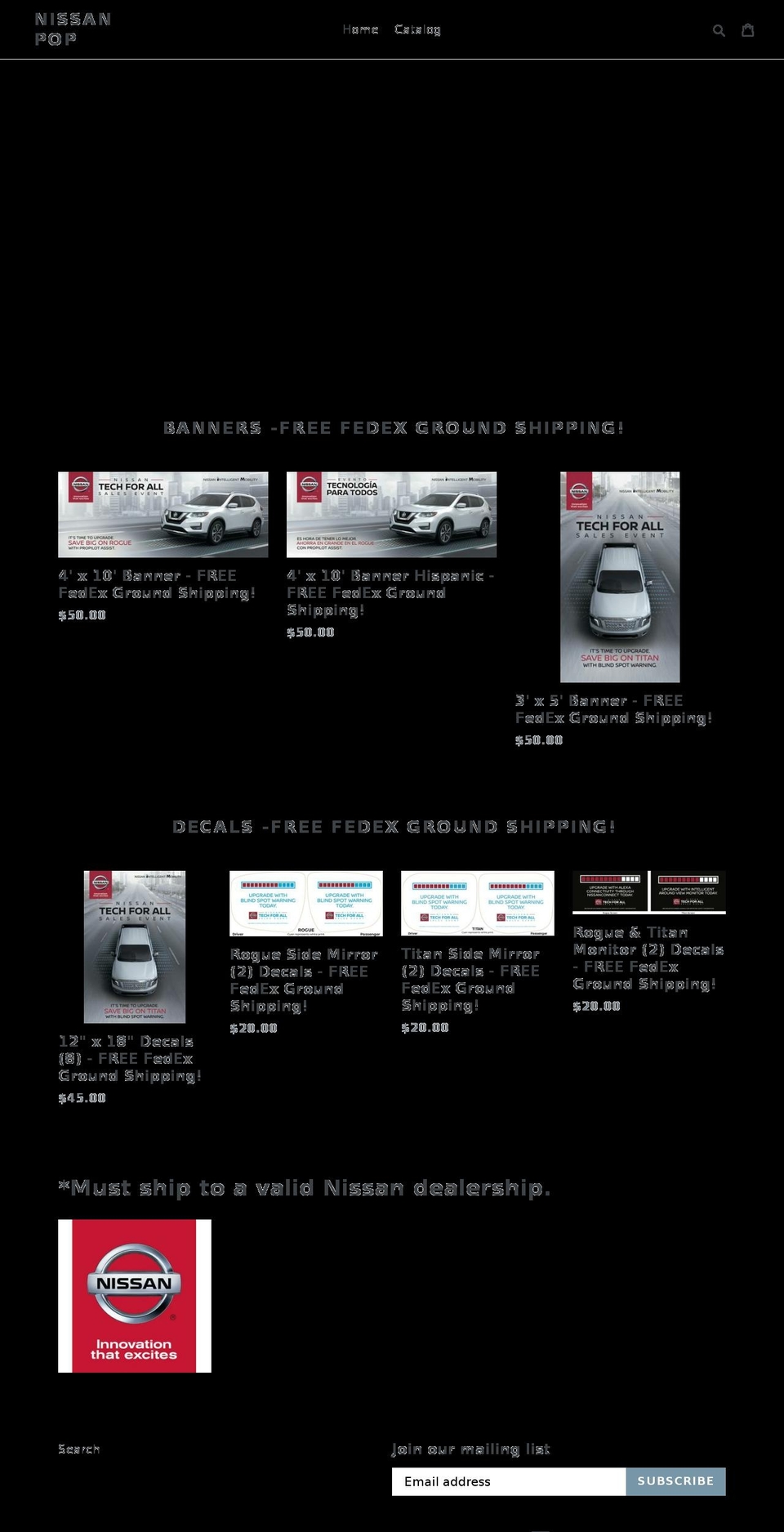 nissanpop.com — Shopify storefront screenshot
