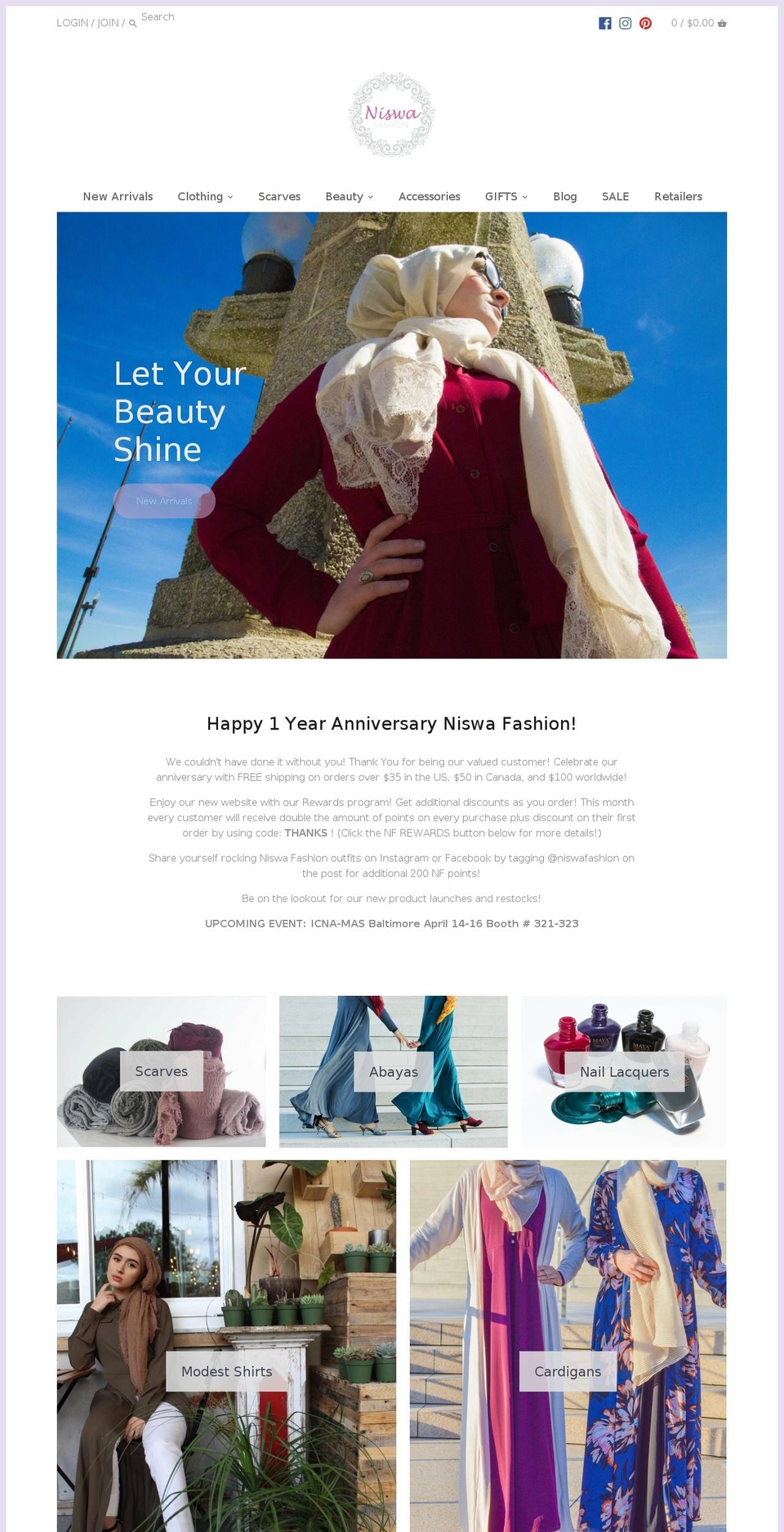 niswafashion.com shopify website screenshot