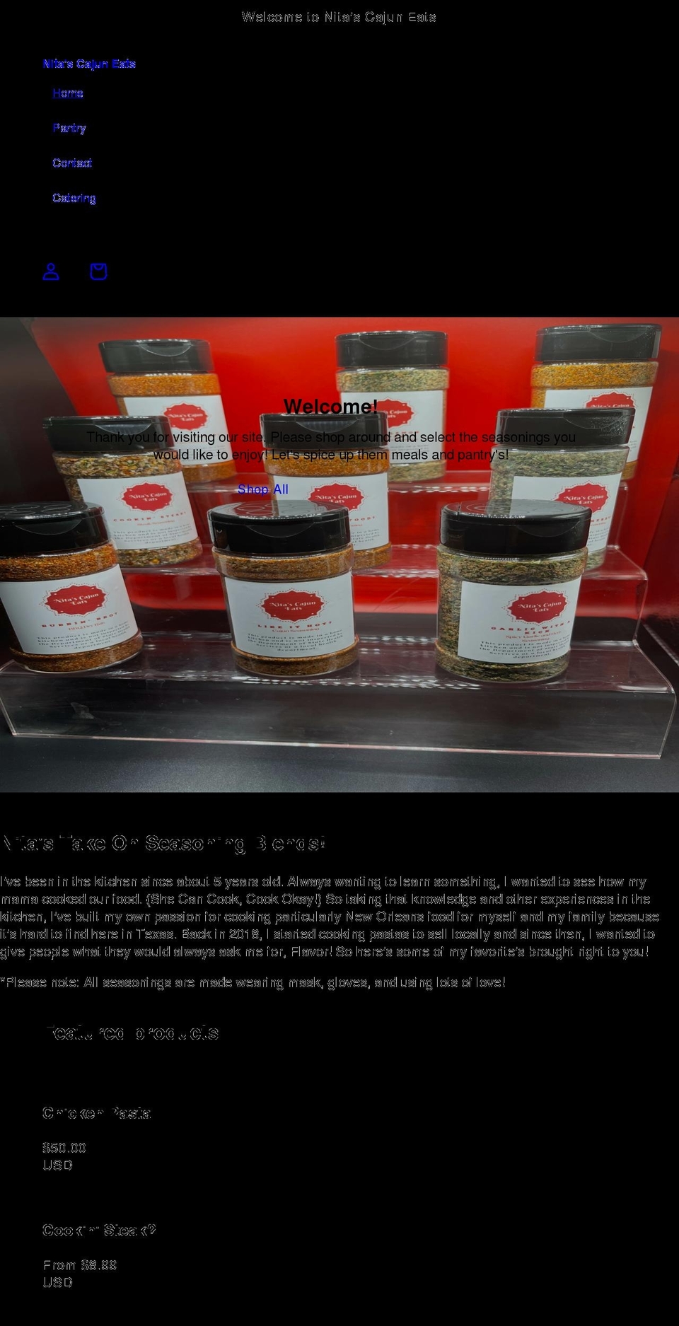 nitascajuneats.com shopify website screenshot