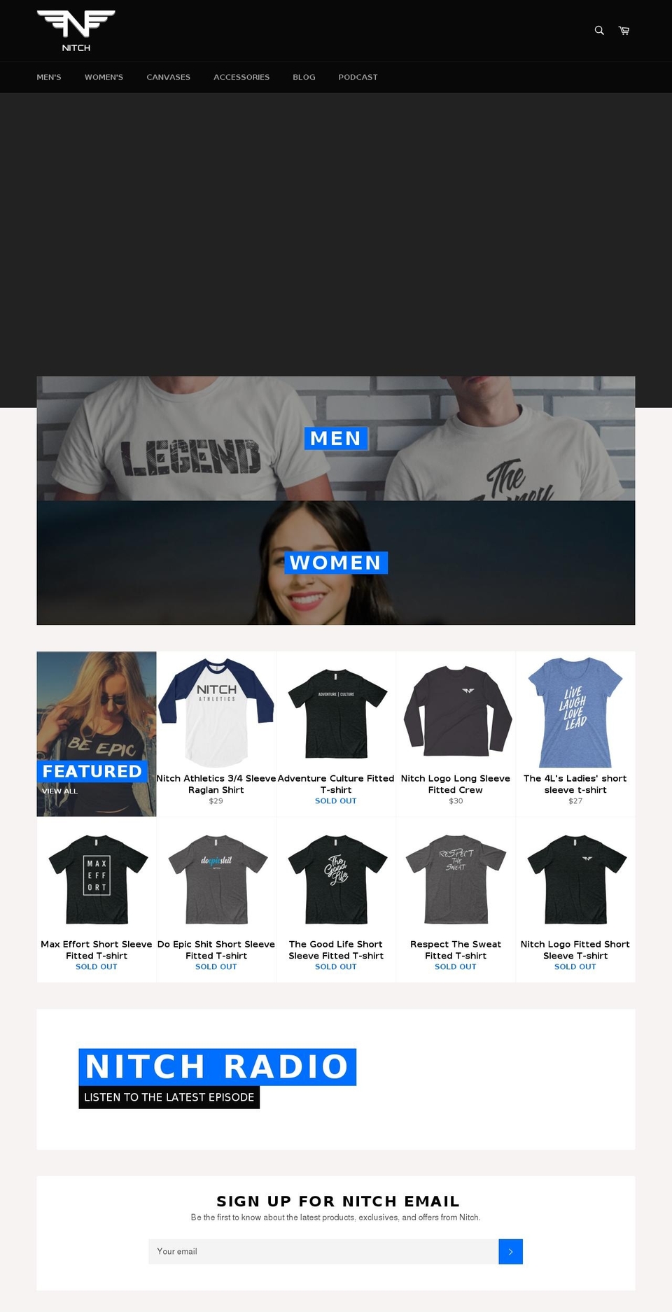 nitchapparel.com — Shopify storefront screenshot