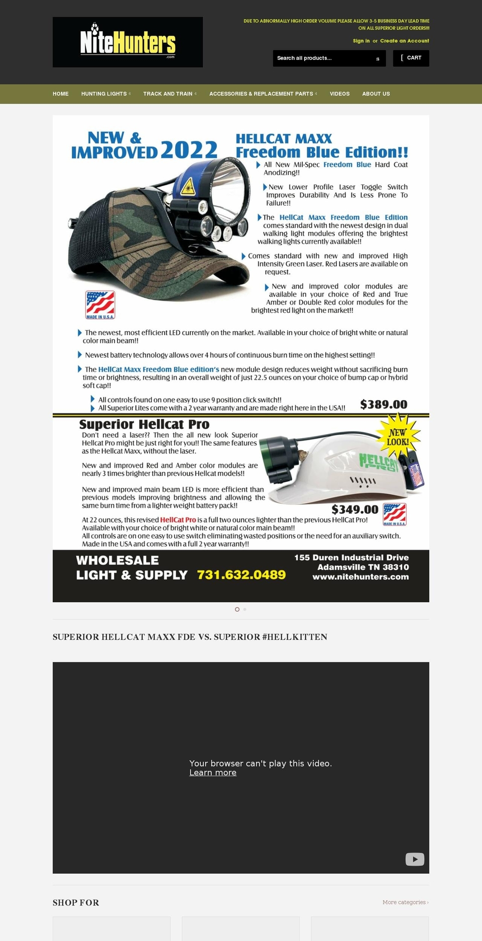 nitehunters.com shopify website screenshot
