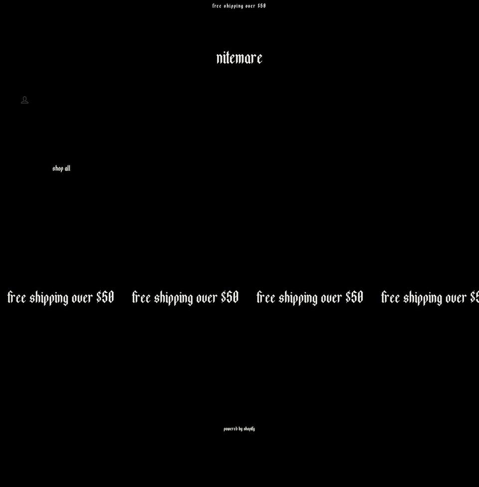 nitemareapparel.com shopify website screenshot