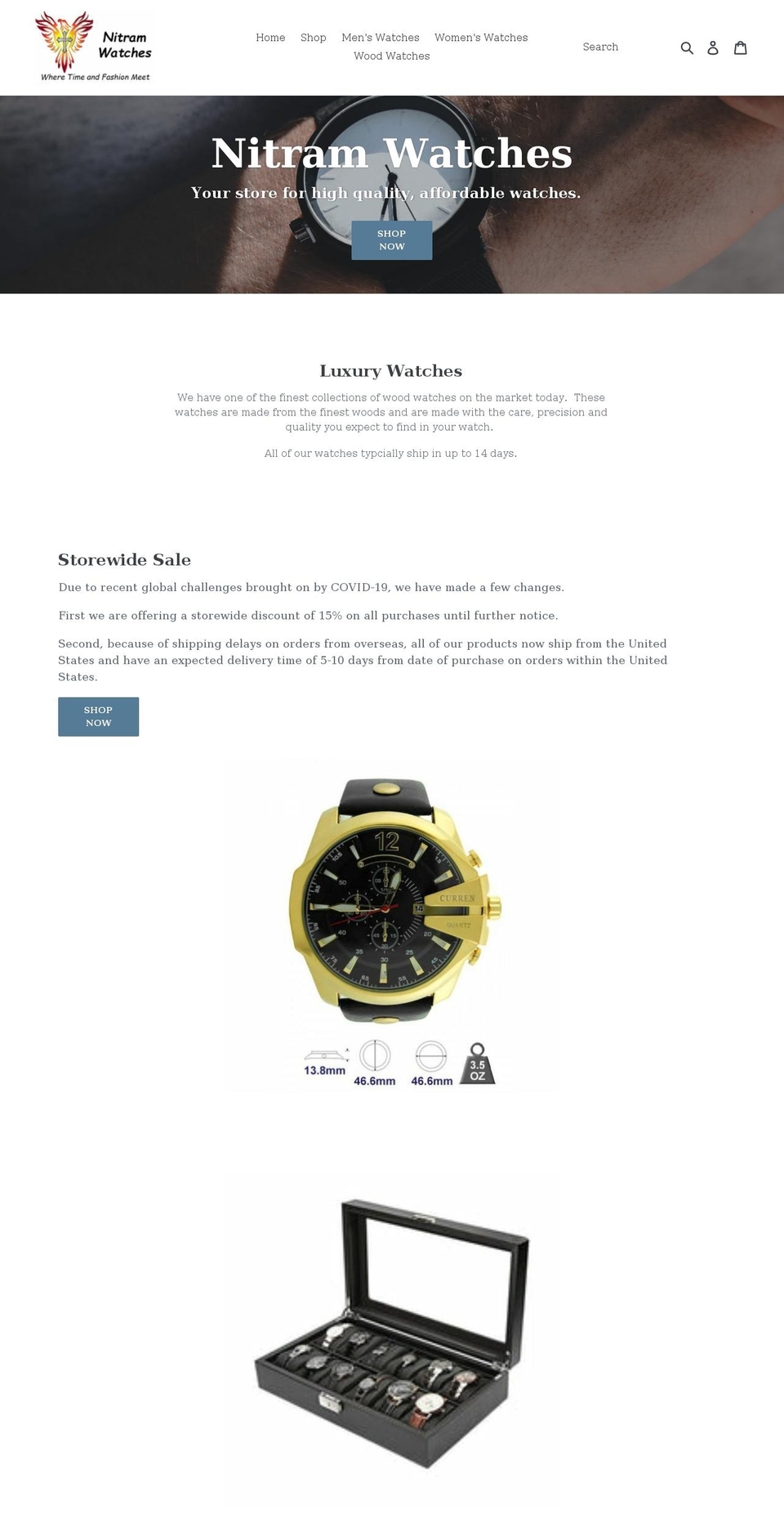 nitramwatches.com shopify website screenshot