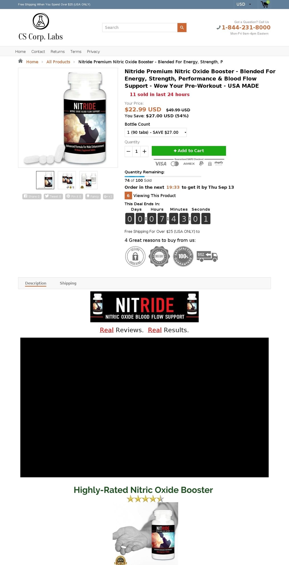 nitridesupplement.com — Shopify storefront screenshot