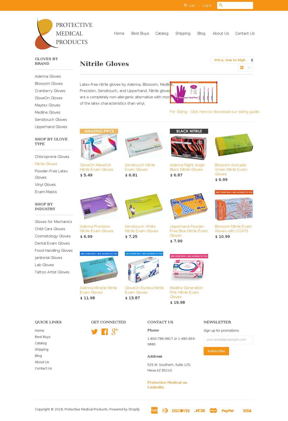 nitrile-exam-glove.com shopify website screenshot