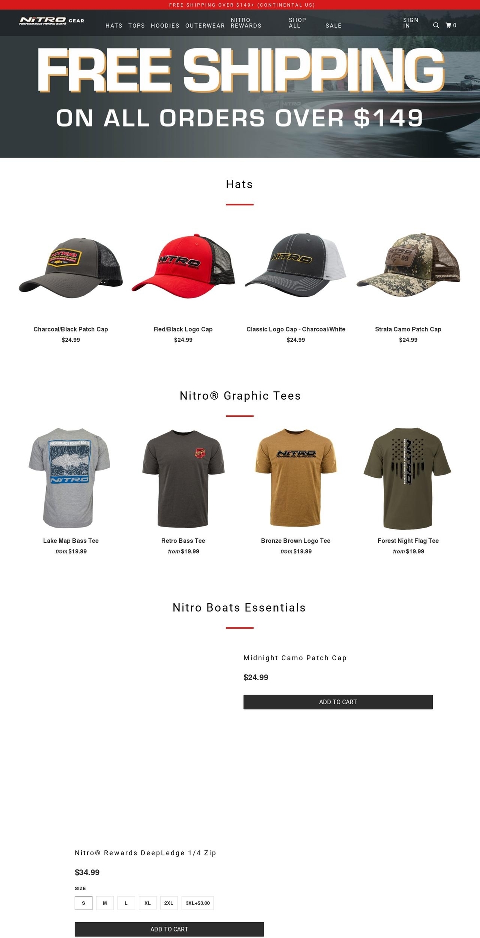 nitroboatsgear.com shopify website screenshot