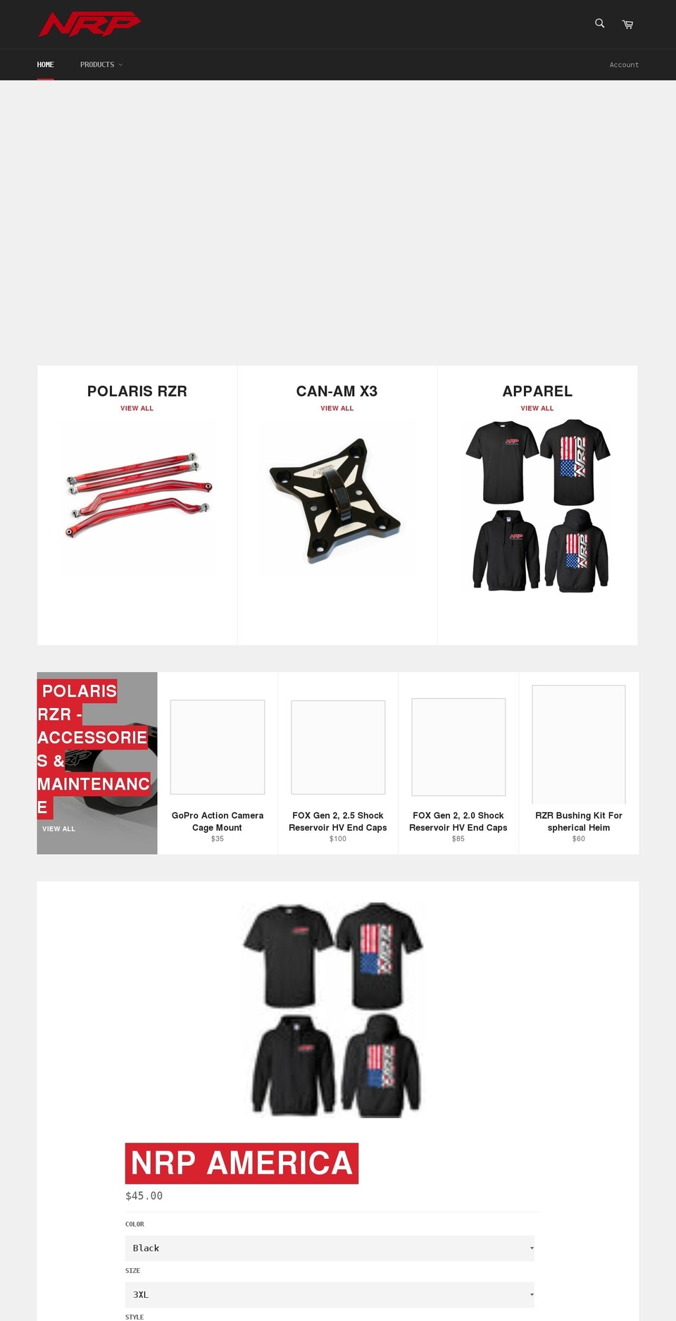 nitroracingparts.com shopify website screenshot