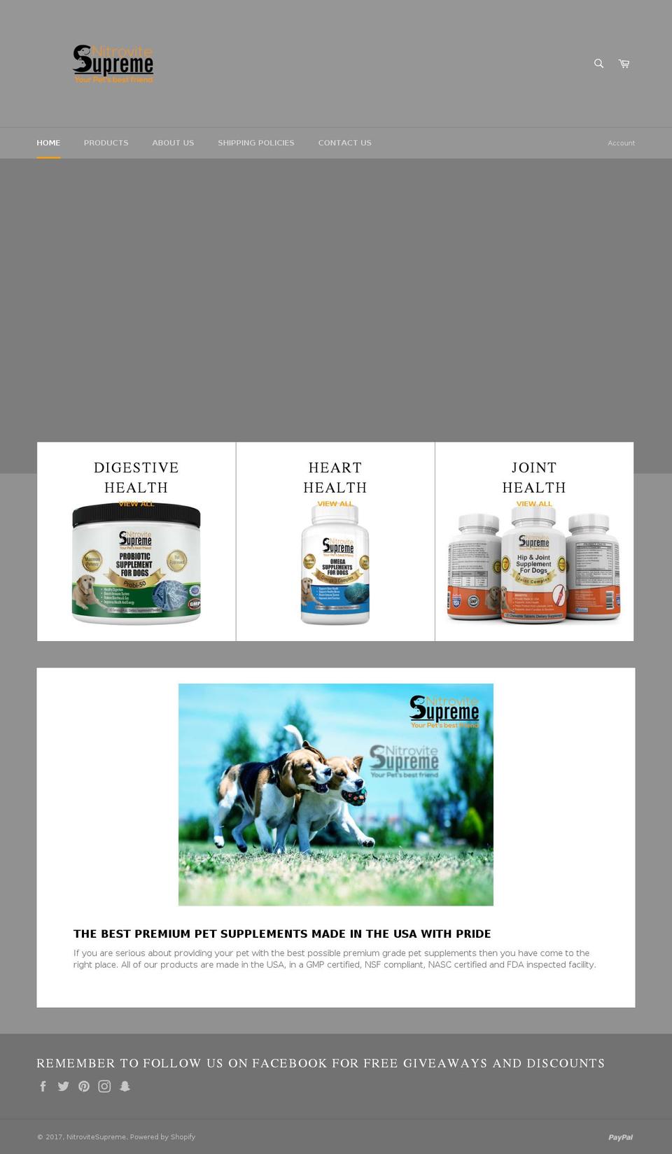 nitrovitesupreme.com shopify website screenshot