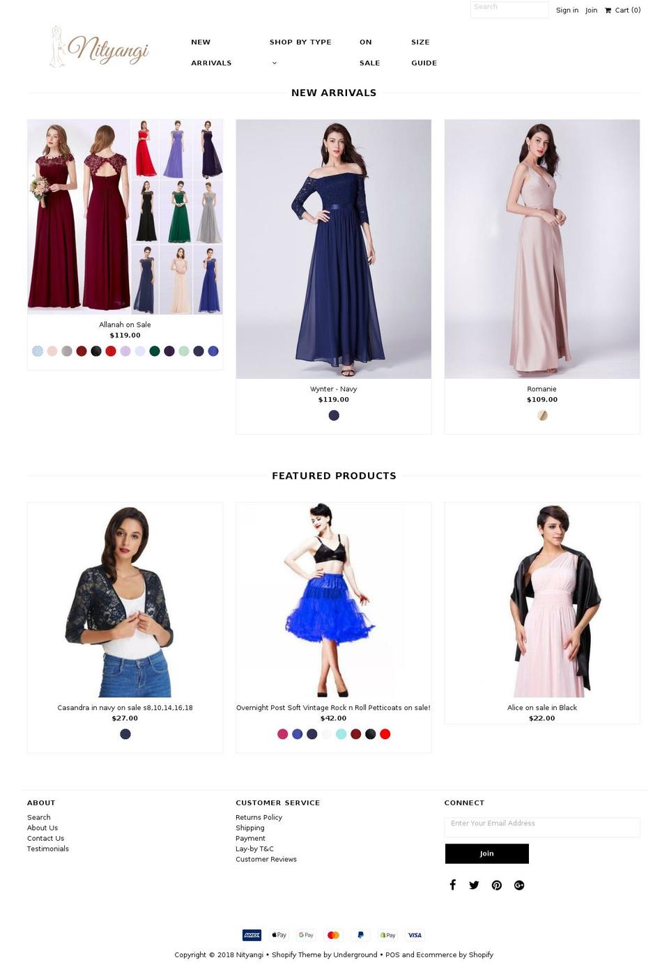 nityangi.nz shopify website screenshot