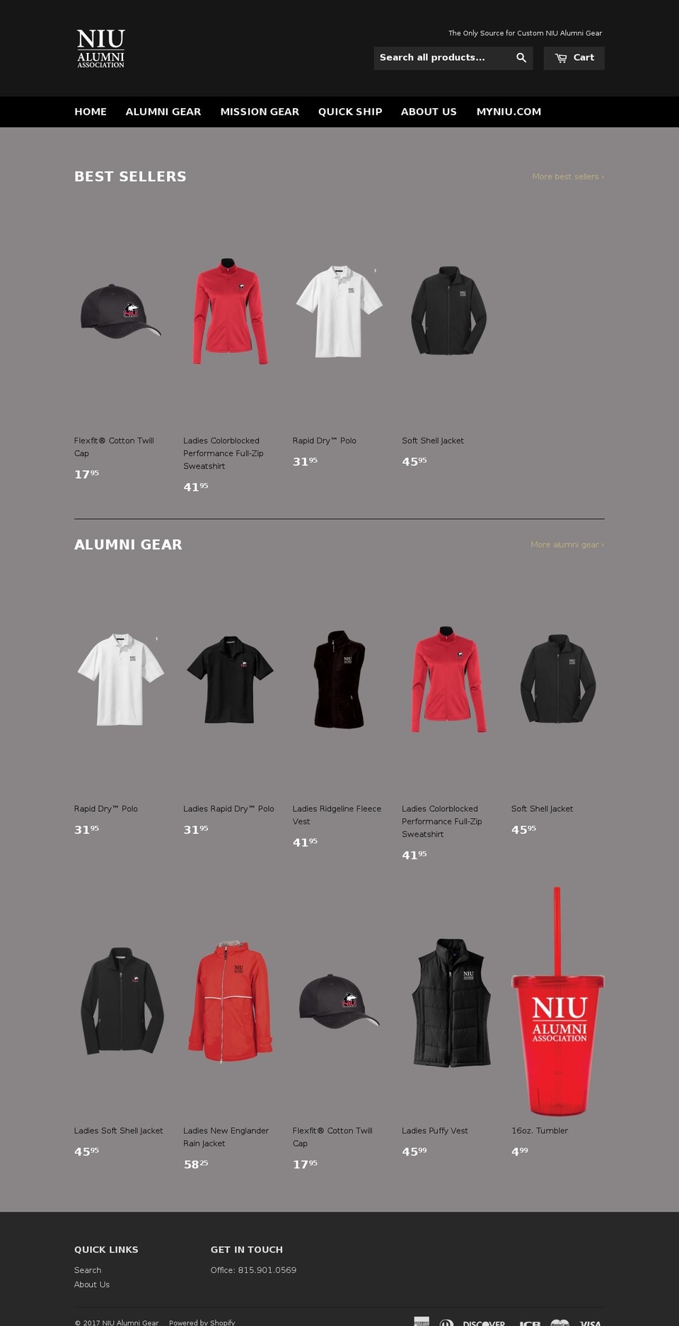 niualumnigear.com shopify website screenshot