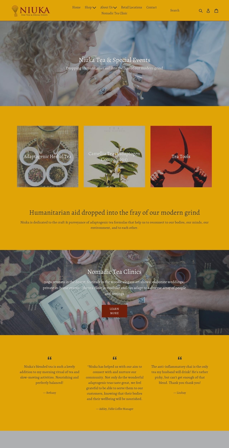 niukatea.com shopify website screenshot