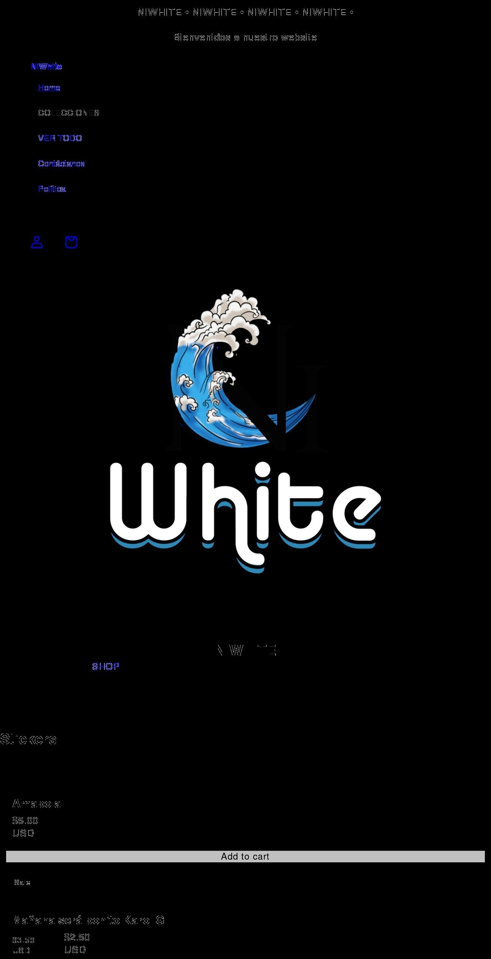 niwhite.com shopify website screenshot