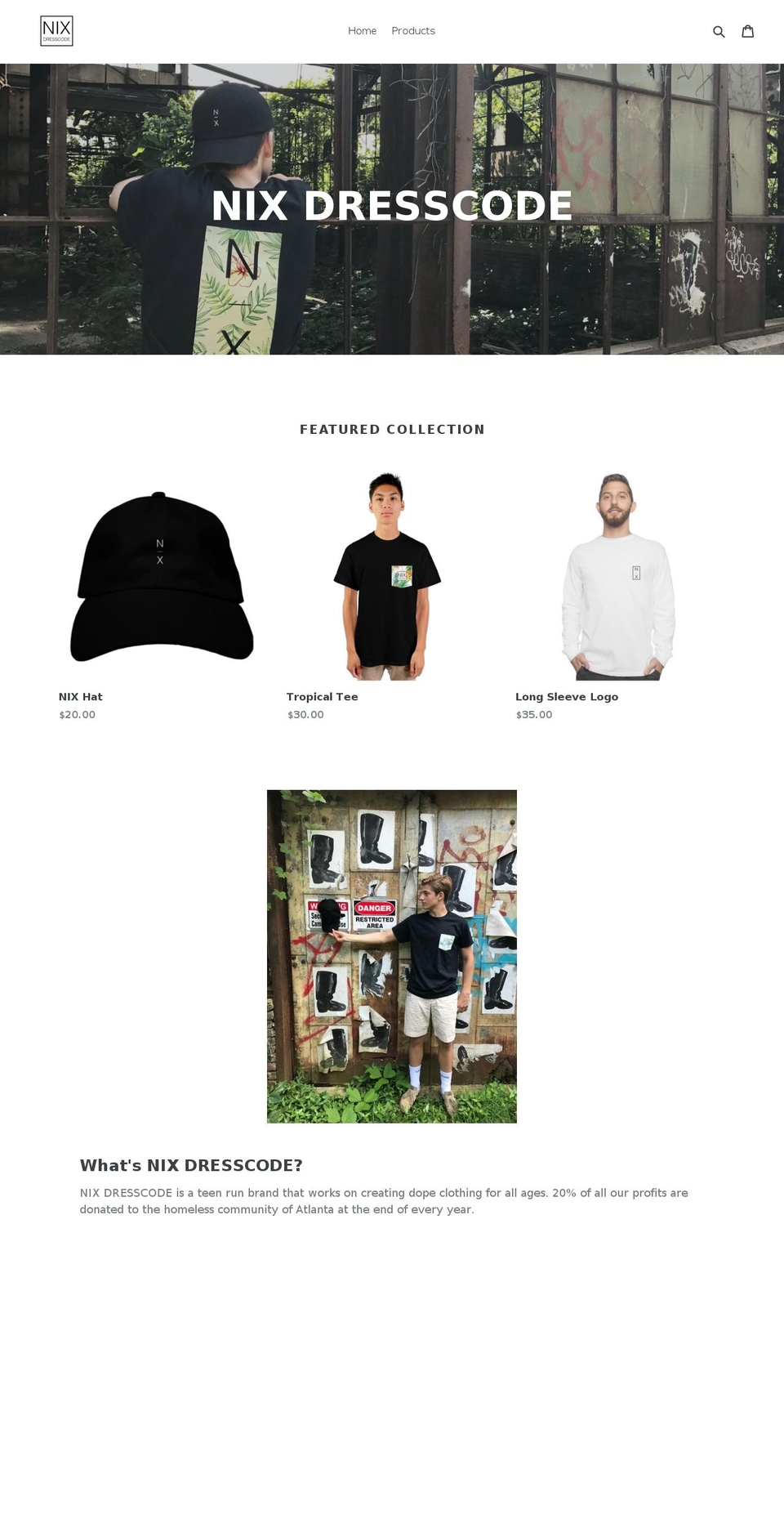 nixdresscode.com — Shopify storefront screenshot
