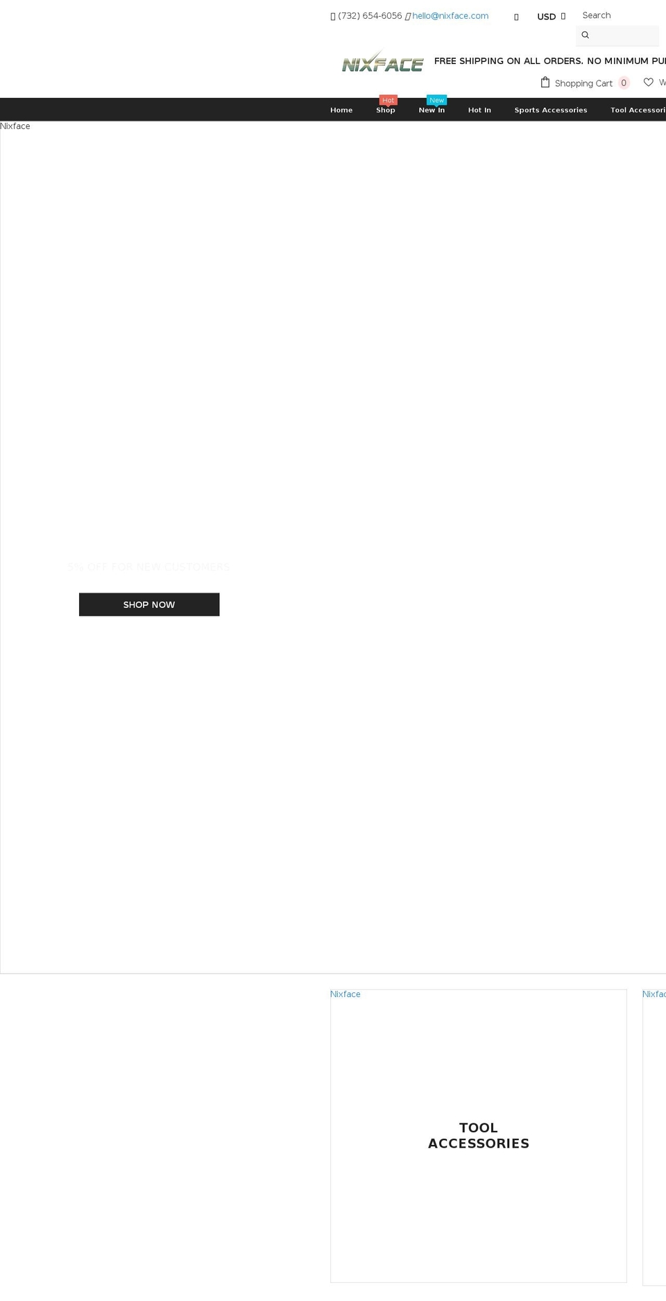 nixface.com shopify website screenshot