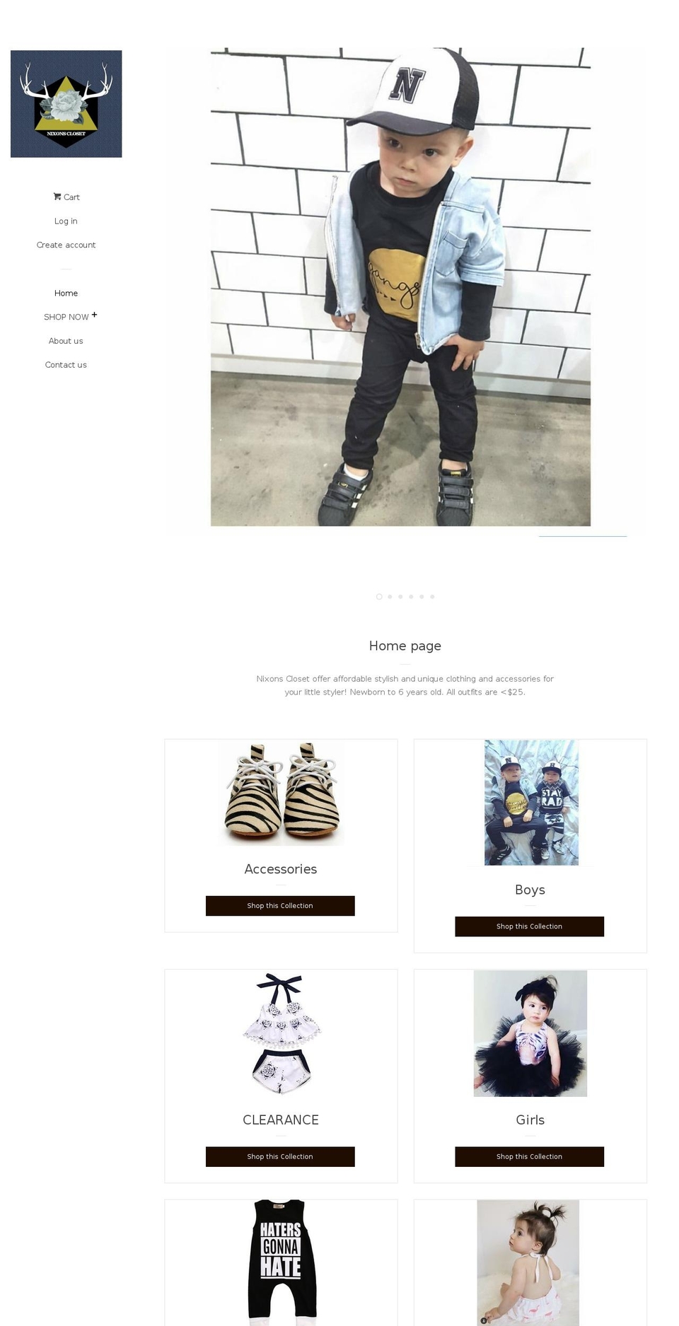 nixonscloset.com shopify website screenshot