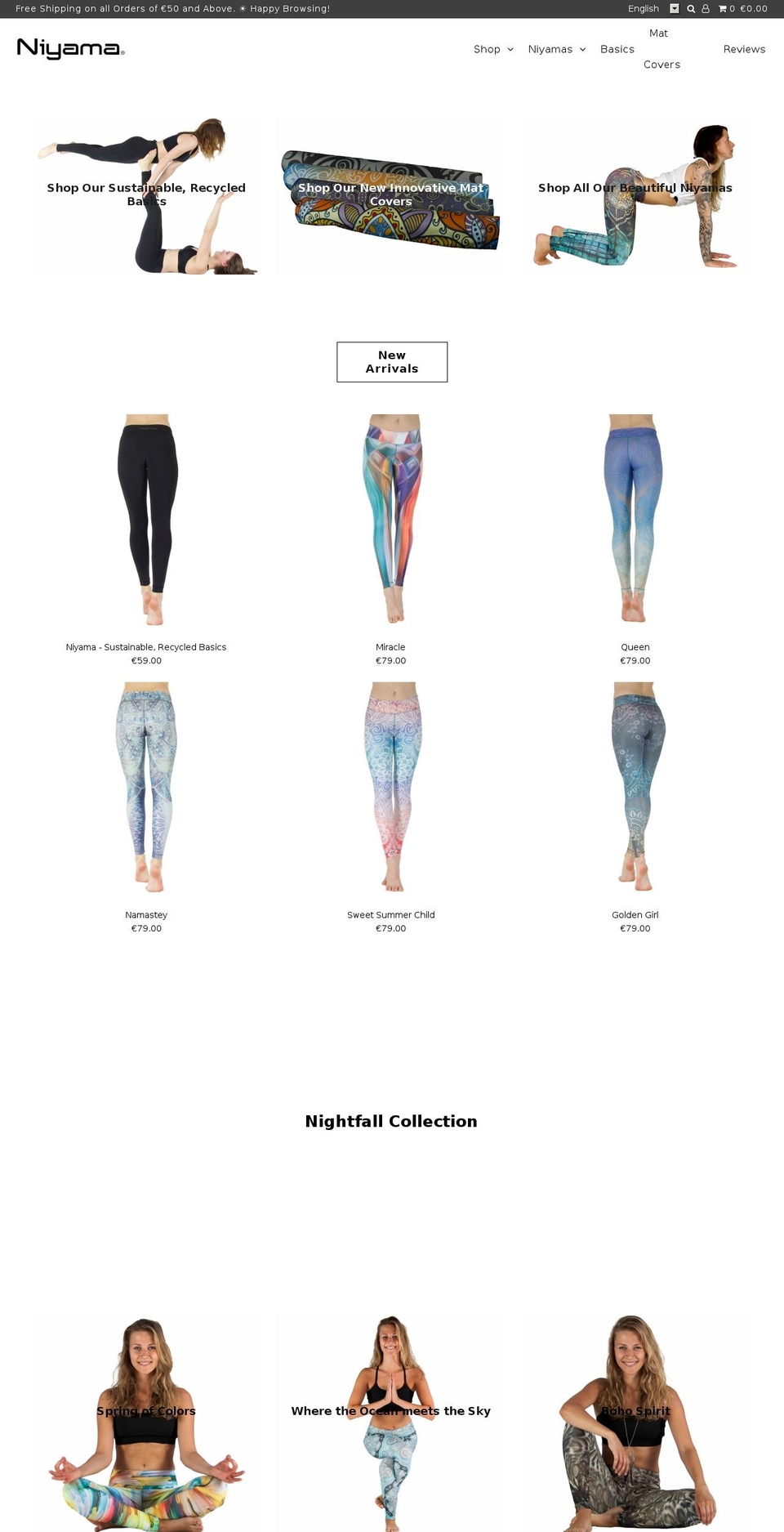 niyama-sports.com shopify website screenshot