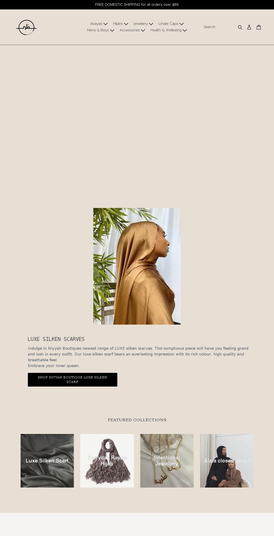 niyyahboutique.com shopify website screenshot