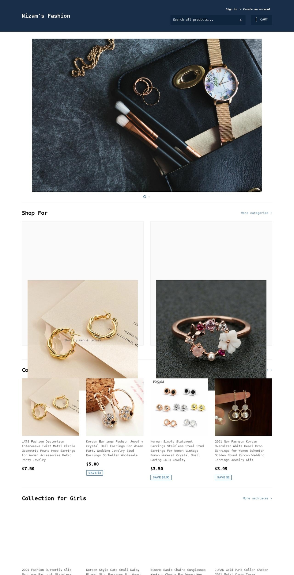 nizamfashion.com shopify website screenshot