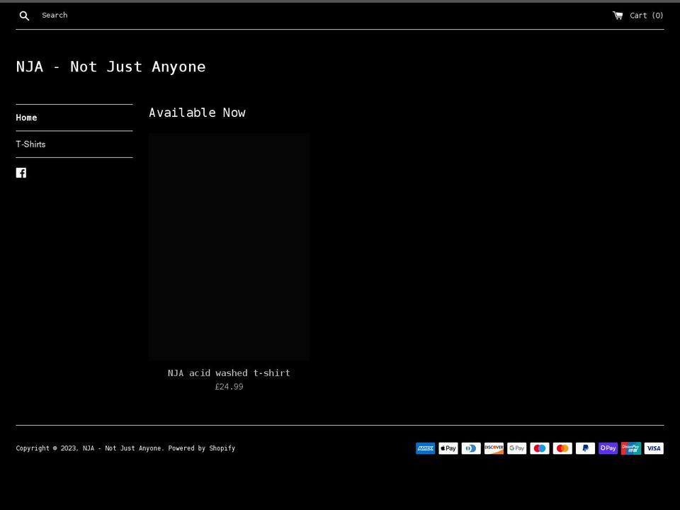 nja-not-just-anyone.myshopify.com shopify website screenshot