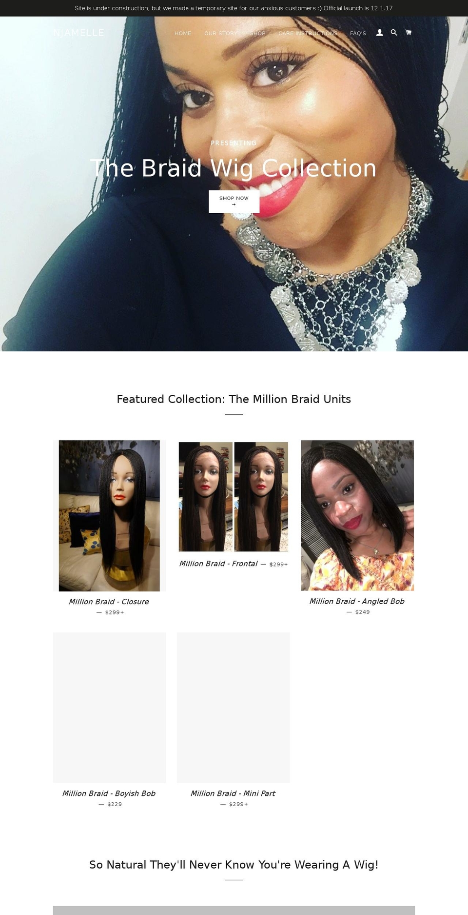 njamelle.com — Shopify storefront screenshot
