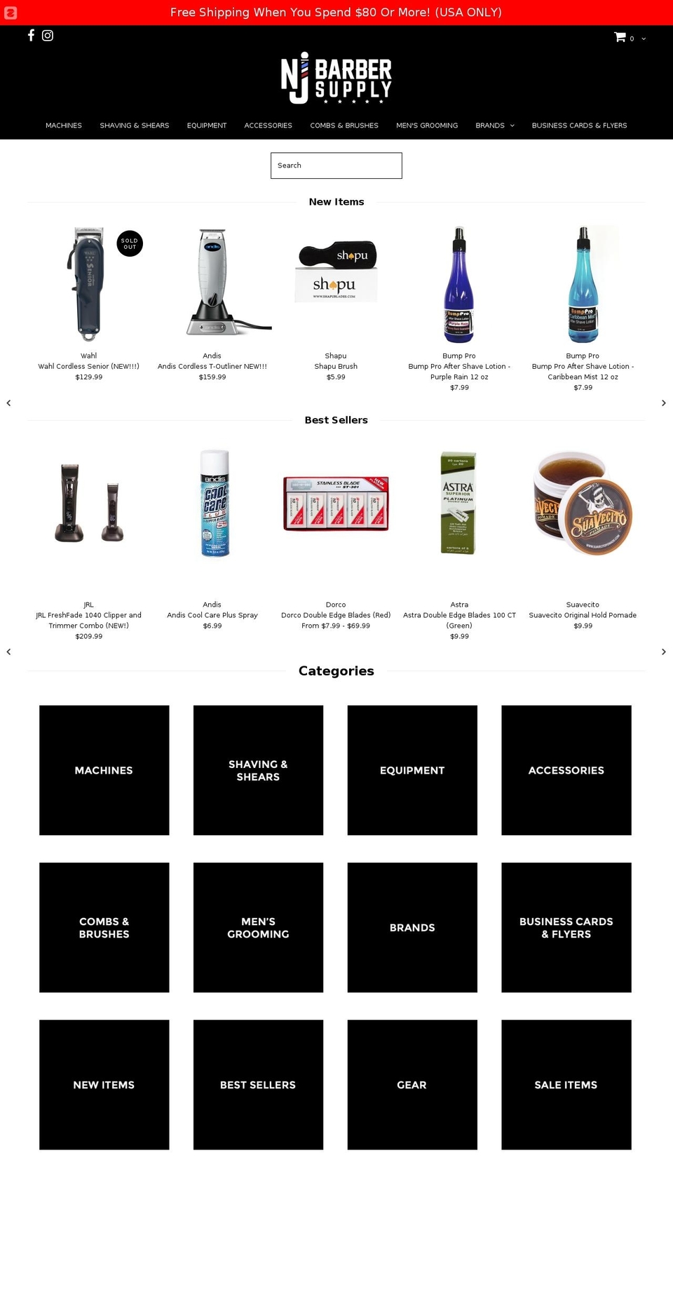 njbarberdepot.com — Shopify storefront screenshot