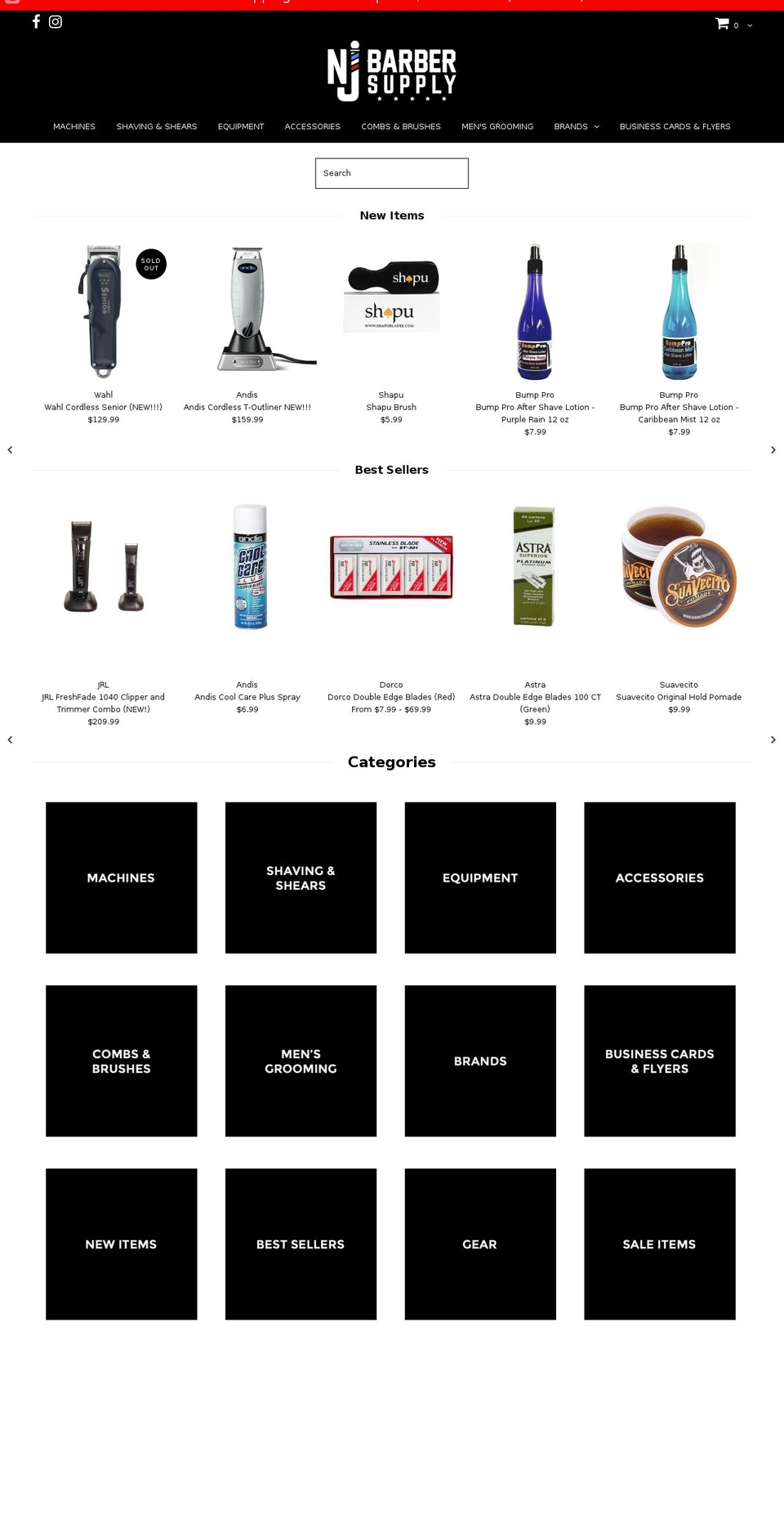 njbarbersupplies.com — Shopify storefront screenshot