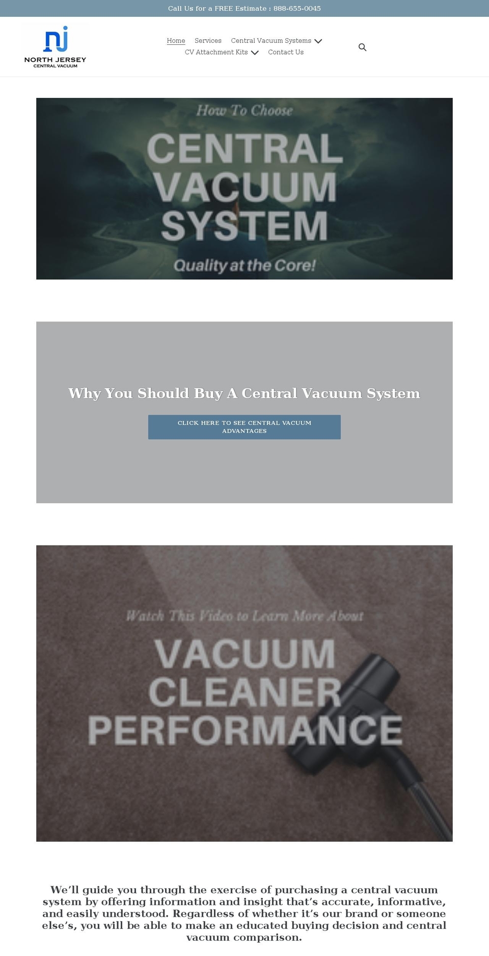 njcentralvacuum.com shopify website screenshot