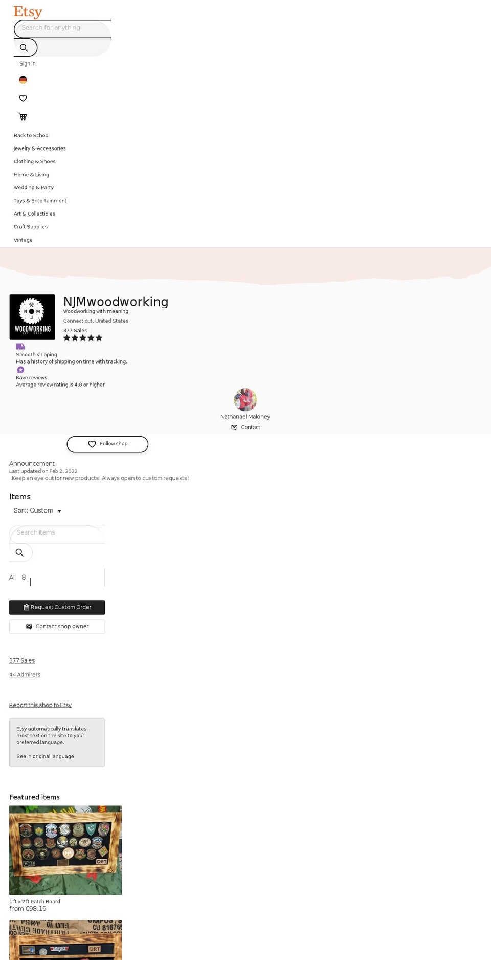 njmwoodworking.com shopify website screenshot