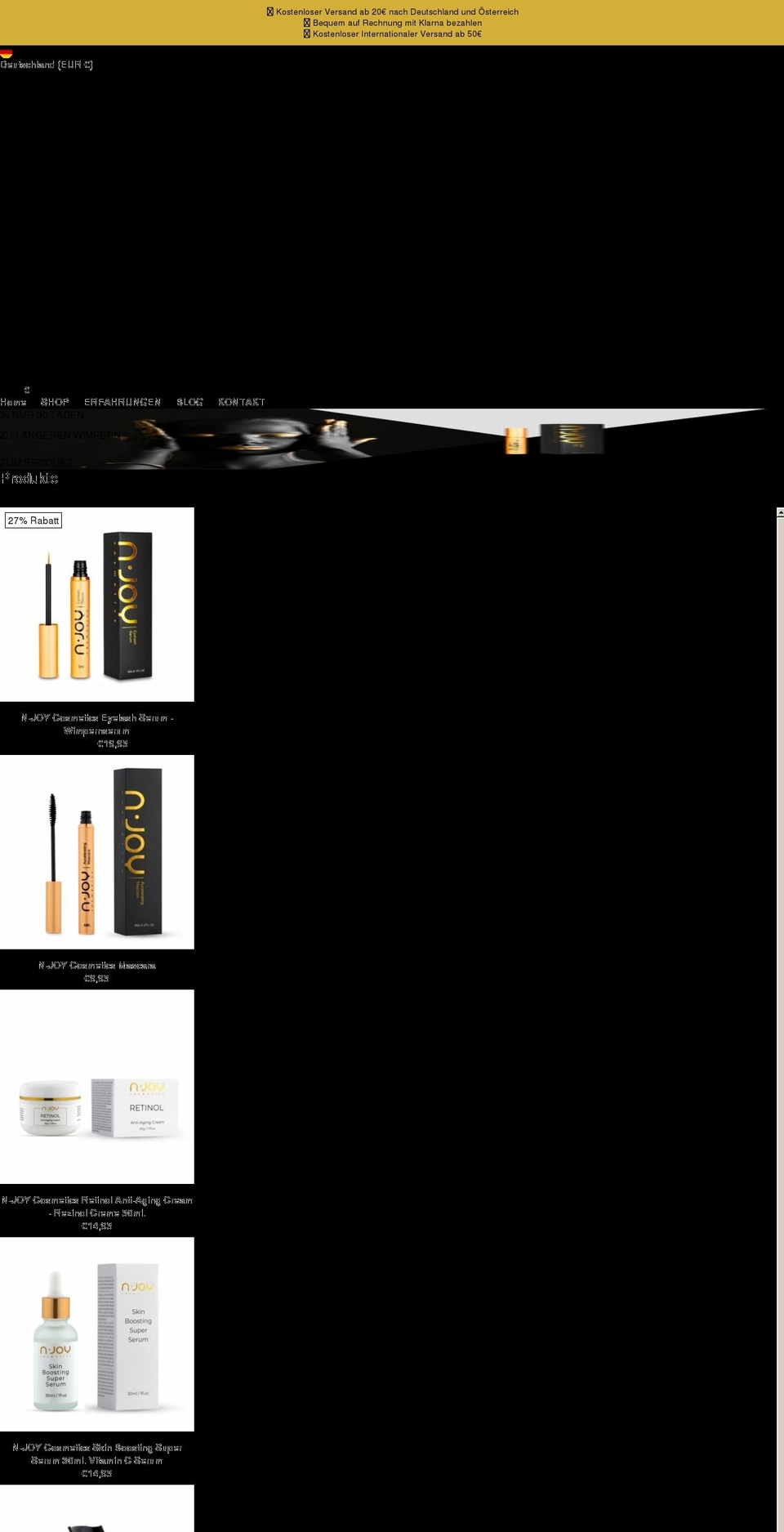 njoy-cosmetics.com shopify website screenshot