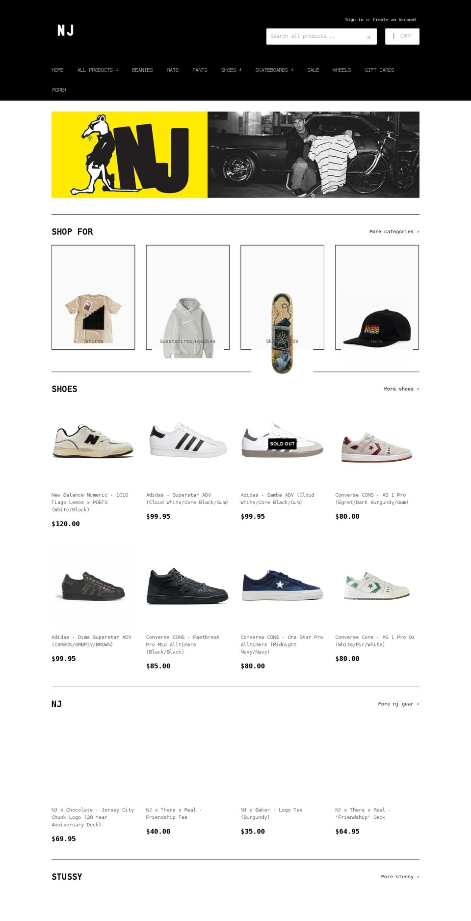 njskateshop.com shopify website screenshot